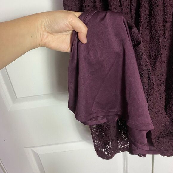 Coldwater Creek Deep Wine Lace Mini Dress Zipper Back, Feminine, Elegant size 16 - Picture 9 of 12
